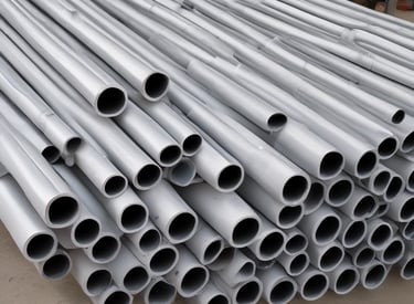 Photo of the as enterprises manufacturing facility with workers handling plastic pipes and fiber optic cables.