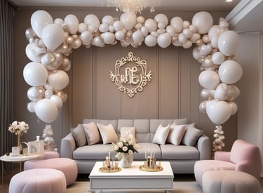A beautifully decorated event space ready for a celebration.