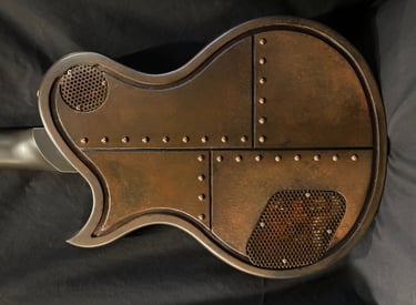 Dark industrial Faux metal style Les Paul back with rivets
