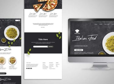 une capture d'écran d'ordinateur pour la conception d'un site web de restaurant (site vitrine)