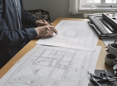 Image showing an estimator working on a project for Construction Procument Systems quantity takeoff.