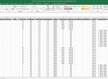 Both Door and Hardware Schedule tables combined into one report by CPS in MS Excel.