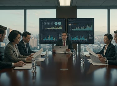 a group of business people sitting around a conference table
