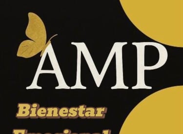 AMP Bienestar Emocional logo with a gold butterfly icon for emotional wellness and mental health support.
