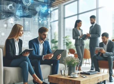 employees actively engaging in a business consultancy 