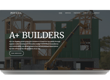 Robust construction website with project galleries and industrial design elements.