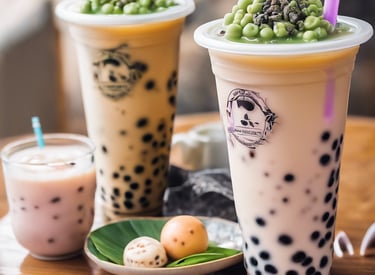 a cup of bubble tea in a plastic cup