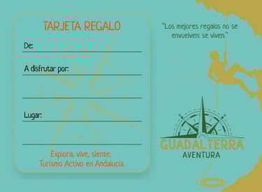 Parte trasera de la tarjeta regalo de Guadalterra Aventura