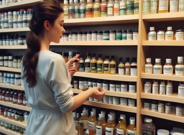 An elegant display of beauty enhancement products and techniques in a calming studio setting.