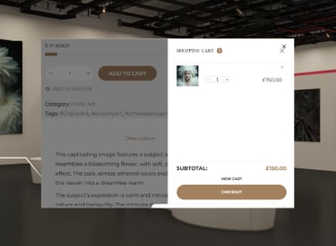 Virtual art gallery shopping cart view