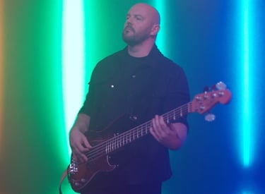 Bass player with lights
