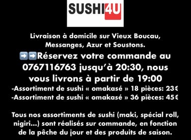 exemple d'un planning de livraison de sushi à domicile par SUSHI4U
