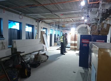Architects reviewing construction plans