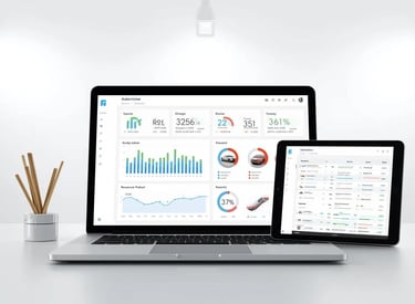 a laptop computer and a tablet computer sitting on a desk