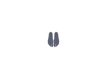 A gray icon of two human footprints, representing stable pathways, on a clean white background.