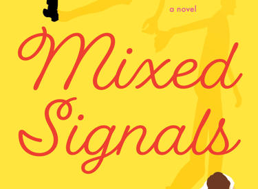 Mixed Signals - a yellow background with a man and a woman walking in opposite directions