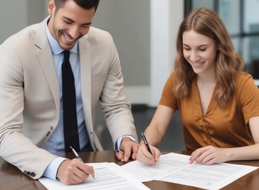 A traffic officer in uniform is standing on a city street during evening time. The traffic light above is red, and several pedestrians are walking nearby. A car is seen in the background, while the officer holds up a hand to manage the traffic flow. The atmosphere appears bustling with city activity.