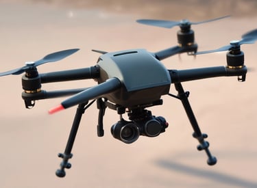 Close-up of a custom drone prototype being assembled in a workshop.