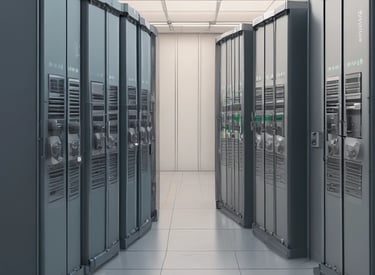 A clear blue sky dominates the image, with the upper segment of a solar panel array visible in the lower part. The structure is supported by sleek metal beams, suggesting a modern, sustainable energy theme.