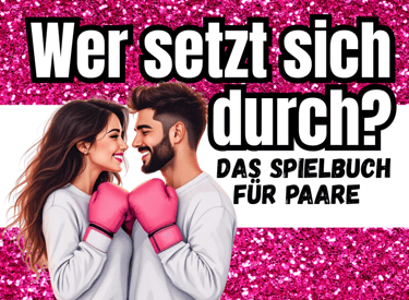 a man and woman in pink boxing gloves with pink glitter