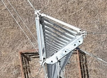 HF Two-way radio tower inspected with a drone