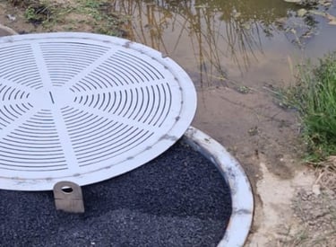 A picture of biochar filtering farm run off