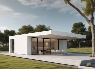 A modern modular building showcasing industrial design and functionality.