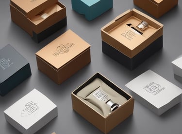 Perfume bottles with custom luxury packaging showcased.