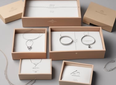 Close-up of elegant luxury packaging boxes stacked neatly.