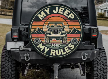 a jeep wrangling with a jeep logo on it