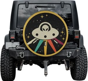 a jeep Alien Tire Cover Zone 51 UFO 