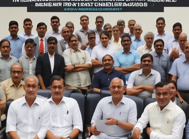 Cluster association members collaborating around a large table with laptops and documents.