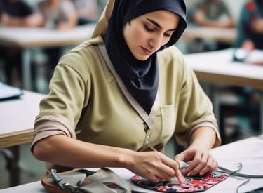 A large swimming pool next to a tall building