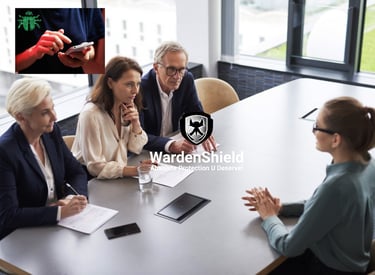 a group of people sitting around a table with a tablet