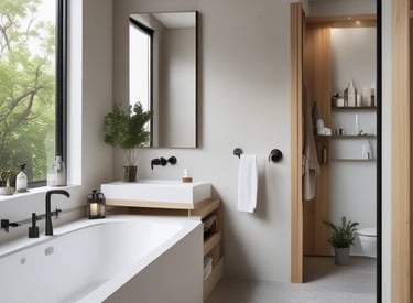 A supermarket aisle filled with various cleaning products, organized neatly on shelves. Promotional sale tags are visible on many items, indicating discounted prices. A promotional stand-up banner on the left features a smiling woman holding clean laundry, with a slogan in Hindi.