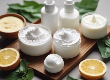 A vibrant display of skincare products arranged aesthetically.