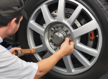 A close-up of a mechanic fixing a bike's engine.