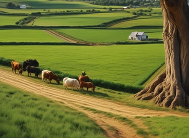 A financial advisor discussing plans with a farmer in an office setting with agricultural charts.