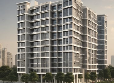 A bustling urban street scene featuring a multi-story building, a large sign reading 'Kandivli', and various vehicles, including a motorcycle and cars waiting at a traffic signal. The area is lined with trees and greenery, with people walking on the sidewalk.