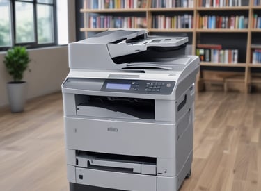 A row of blue industrial waste bins is aligned against a white portable building with the 'LOXAM' logo displayed on the side. Above the bins are various metal structures and lighting fixtures. The ground is paved with asphalt, and there's a ramp leading to a doorway on the building.