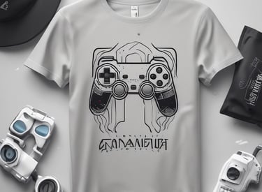 A storefront display of T-shirts, featuring various designs. The shirts depict famous characters with a twist, Mexican cultural symbols, and humorous or bold statements. There's a blend of black, white, and colorful tees, some with logos and others with illustrations. The reflection of the street and people can be seen in the glass.