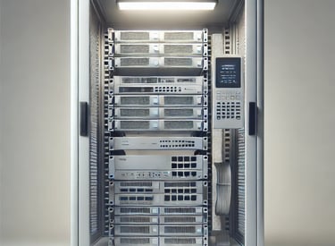 armadio rack con server