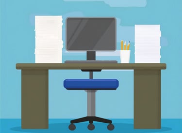 scrivania con pc e preventivi