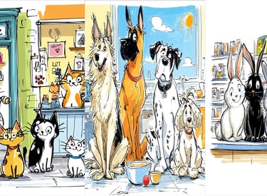 kittens, puppies, and rabbits depicted in children's books from the series Please, Please, Can We.