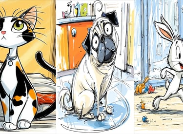 kittens, puppies, and rabbits depicted in children's books from the series Please, Please, Can We.