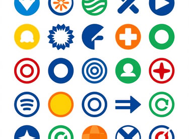 A collection of minimalist logo sketches and polished digital versions on a clean desk.