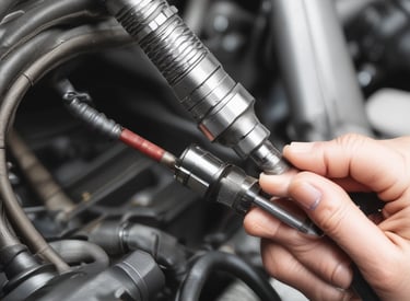 Technician using AI-powered software to diagnose and program a car's system.