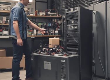 UPS battery backup system in a server room environment.