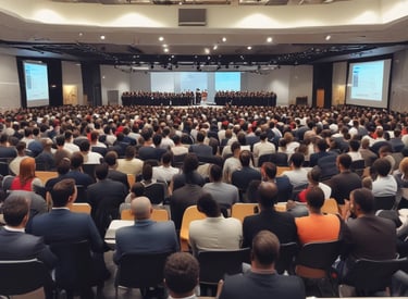 A group of families smiling together during a financial literacy workshop in Africa.