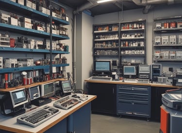 Technician calibrating a high-end measurement device in a lab.